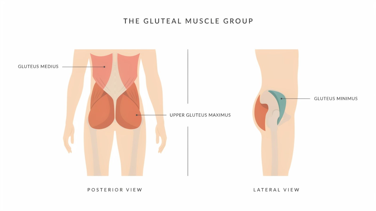 Anatomical diagram showing the upper glute muscles and their location.