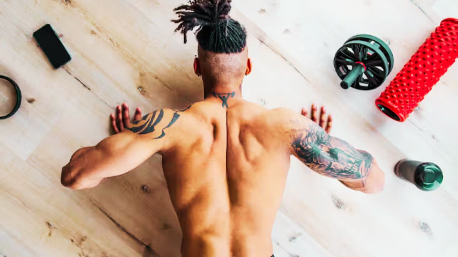 image of a man doing exercise to get rid of rounded shoulders.