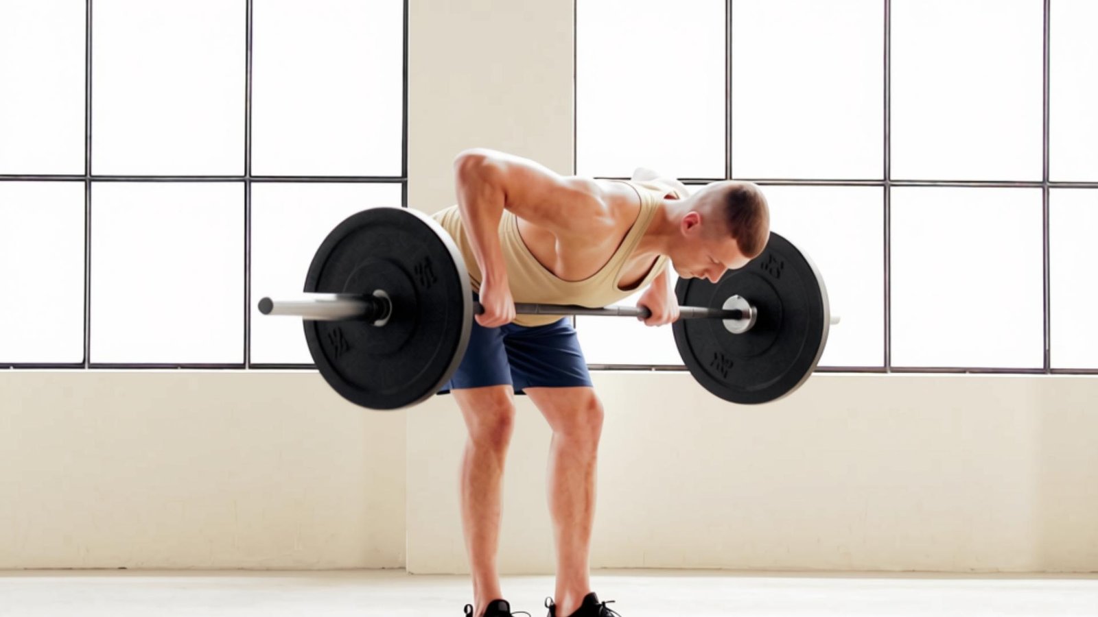 Athlete performing a Pendlay row from the floor with a flat back and explosive pulling motion.