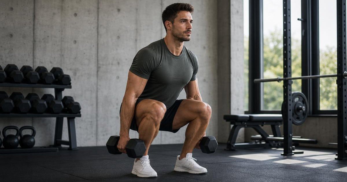 Person showing right form to do dumbbell quad exercises